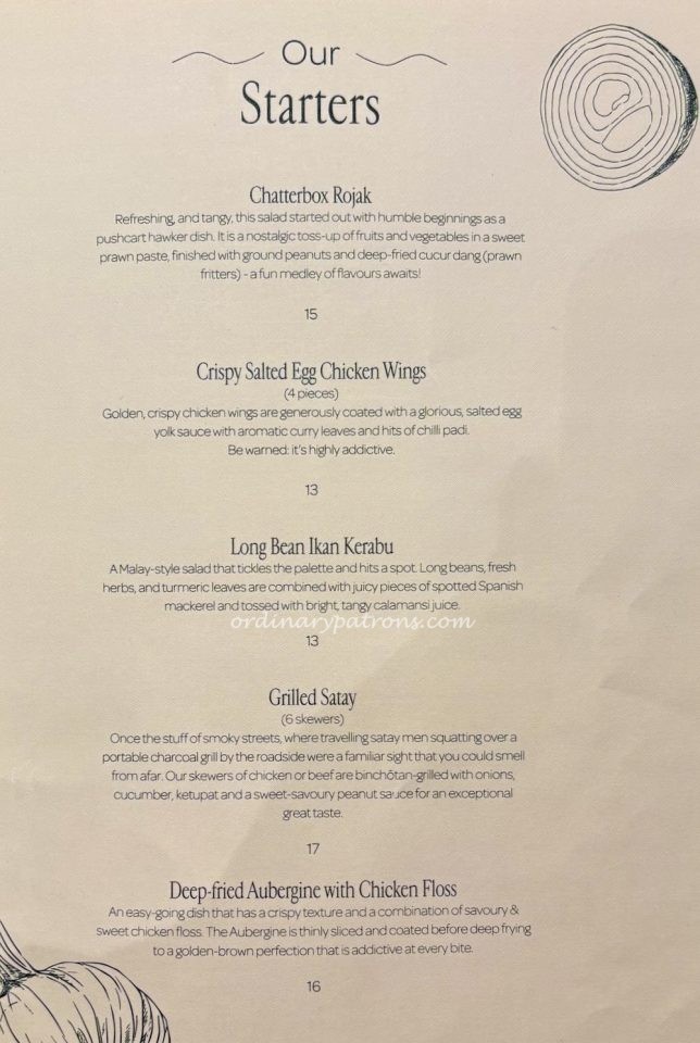 Chatterbox Menu - Starters