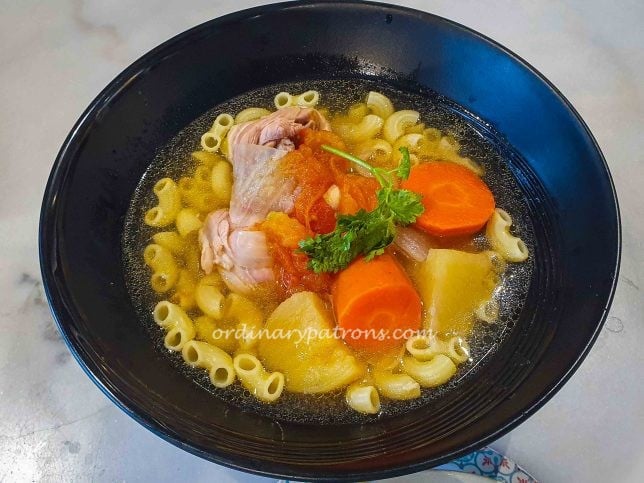 Old Chang Kee chicken soup with Macaroni 