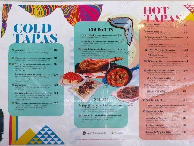 Sabio by the Sea Menu