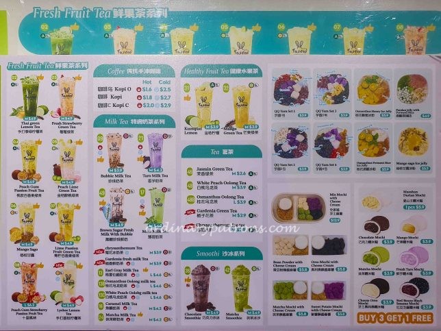 Menu of Tastea at Scarlett Paya Lebar