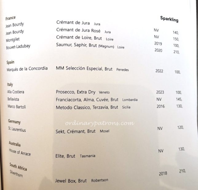 Jungsik Seoul restaurant wine list