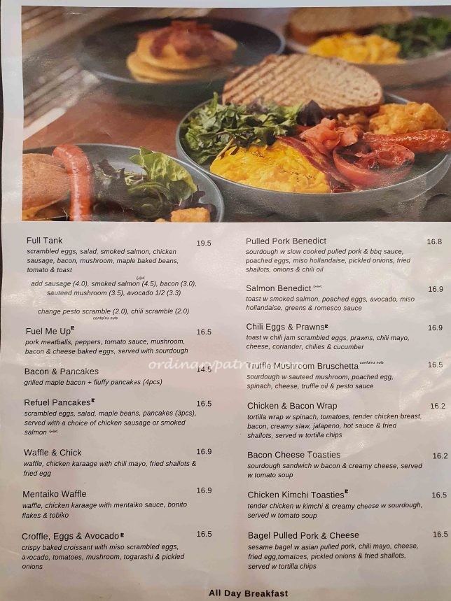 Menu of Refuel at Bedok Reservoir