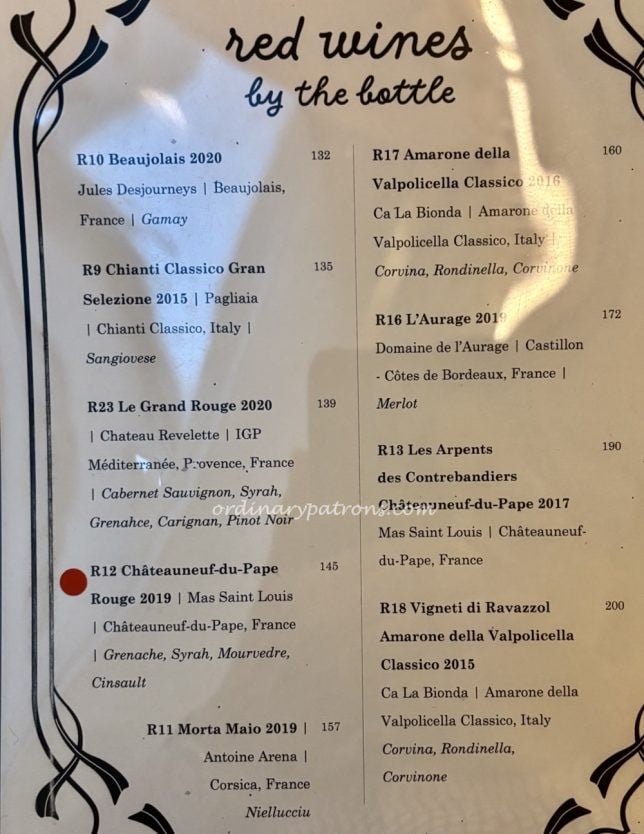 Summer Hill Restaurant wine list Claymore Connect