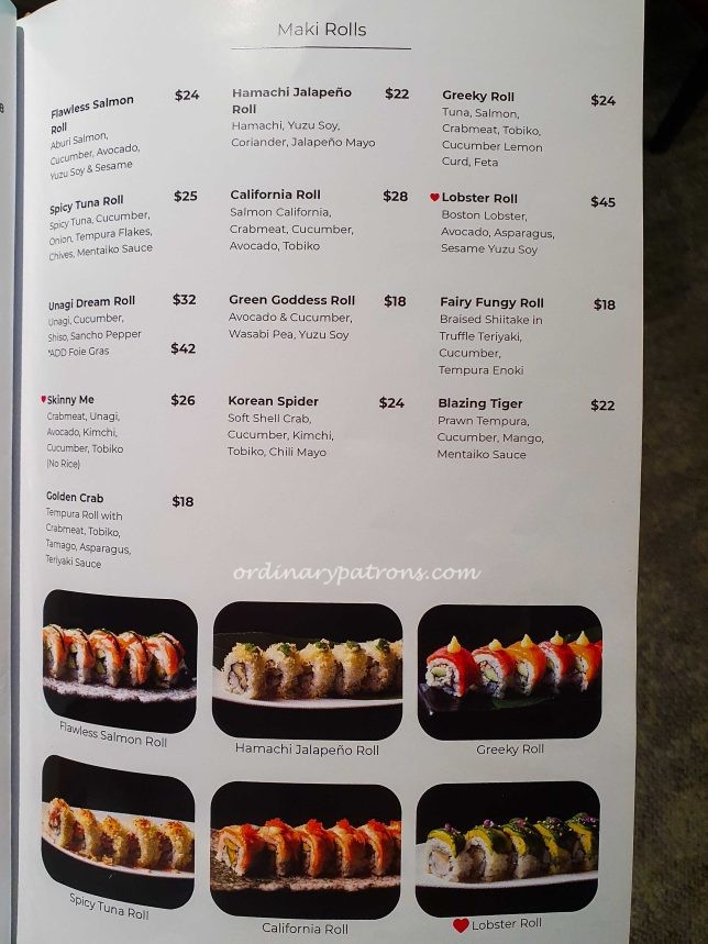 DOMO Modern Japanese Restaurant menu