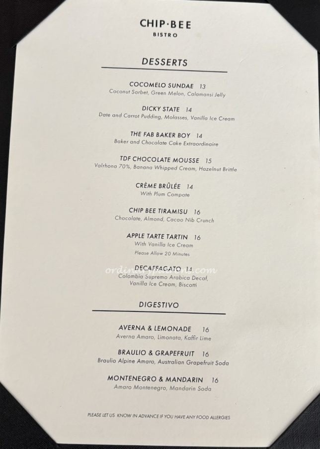 CBB Dessert Menu