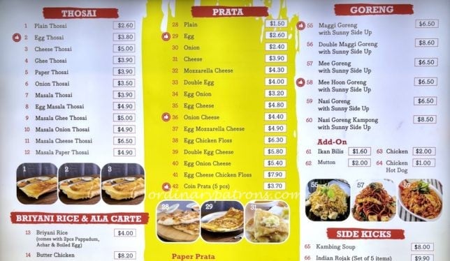 Hawkers' Street Tang Plaza Springleaf Prata menu