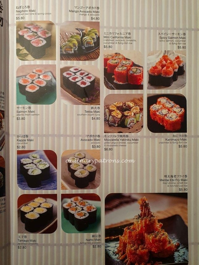 Katong Sushi Zanmai Menu 