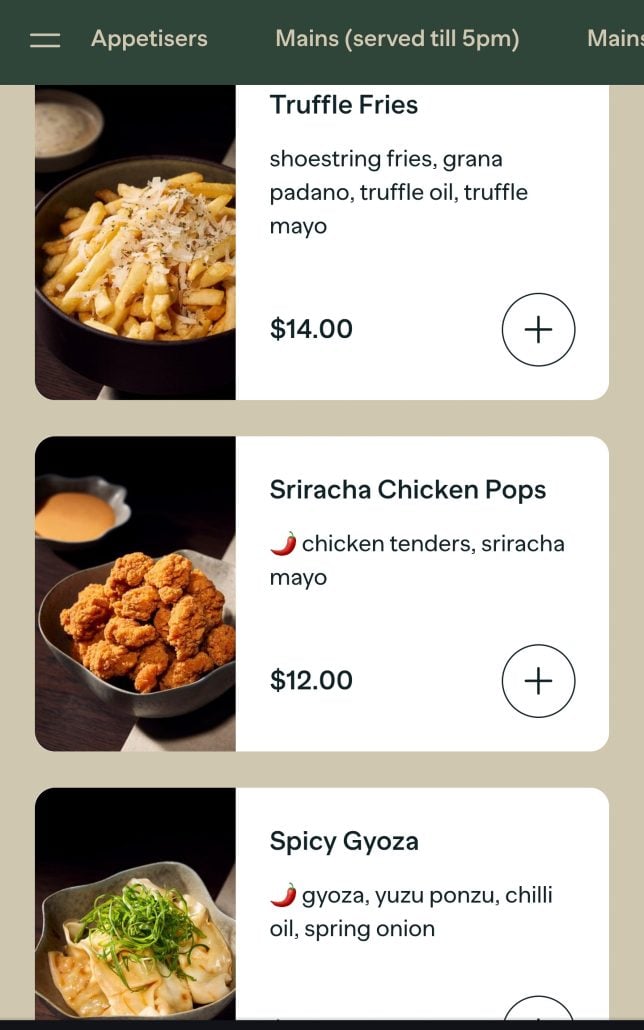 BB Recreational Club Cafe Menu