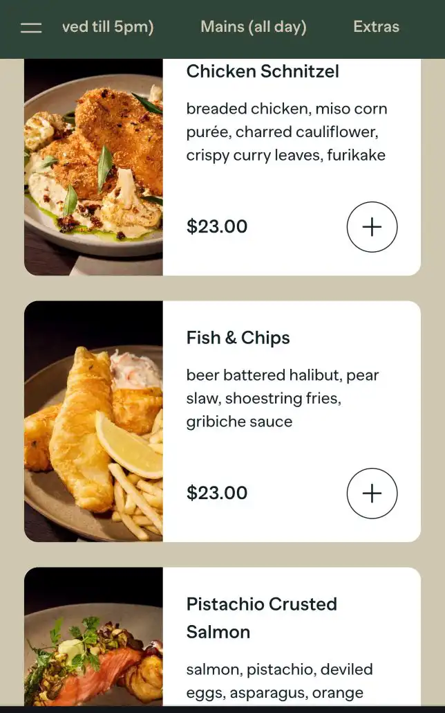 Mains Menu of BB Recreational Club Cafe