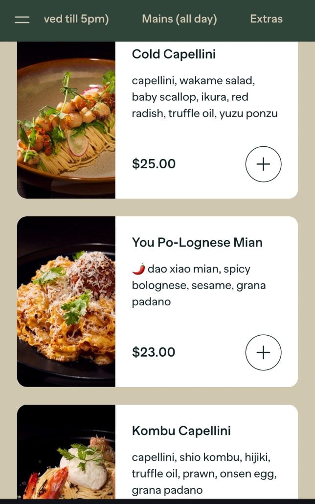 Mains Menu of BB Recreational Club Cafe