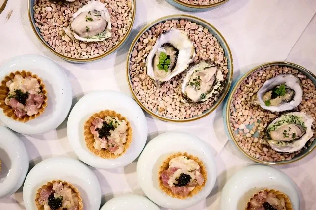 GFM Scallop and Amberjack Tart and Effingham Oysters