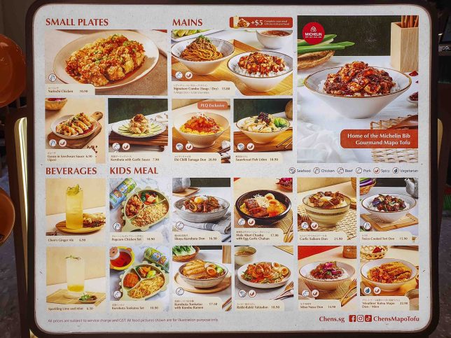 Menu of Chen's Mapo Tofu PLQ Mall