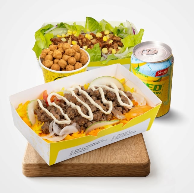 Shawarma Rice with Beef with Chicken Salad