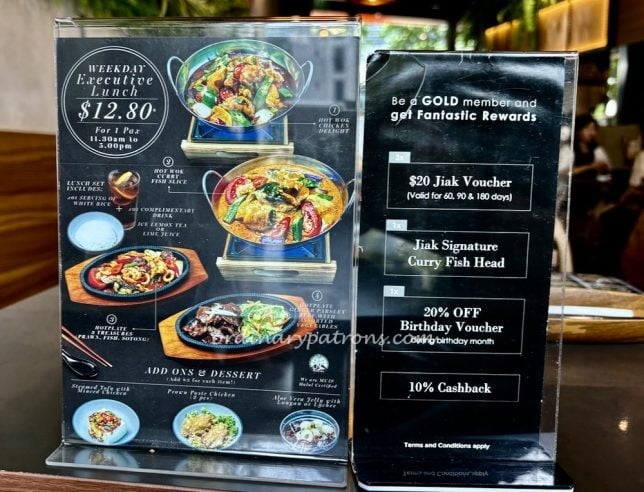 Jiak Restaurant Menu