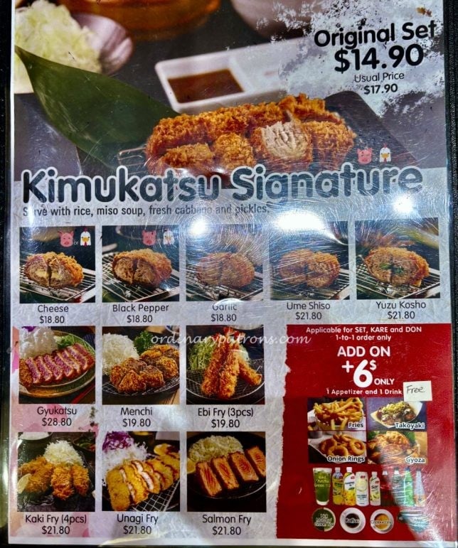 Kimukatsu Takashimaya menu