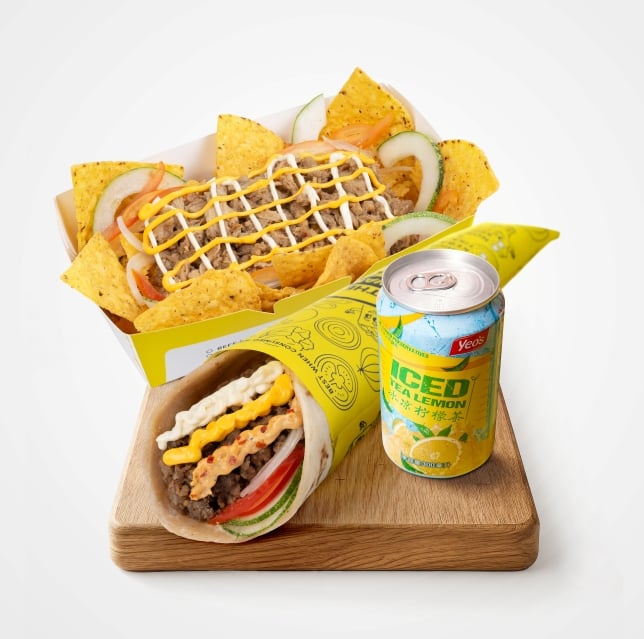 Machos with Lage Shawarma Beef Wrap