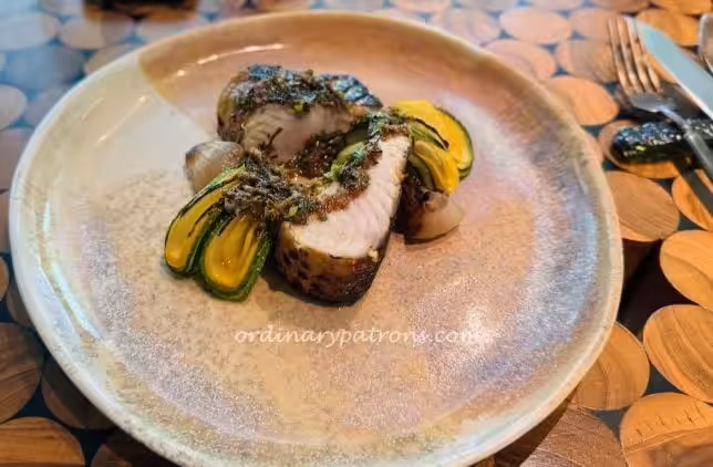 charred Spanish mackerel,