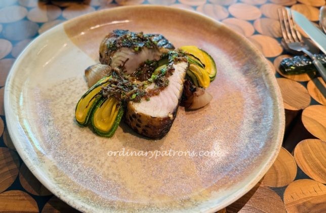 charred Spanish mackerel,