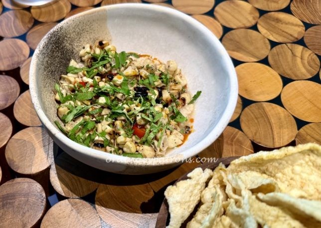 sweet corn from Talula with white corn chutney 