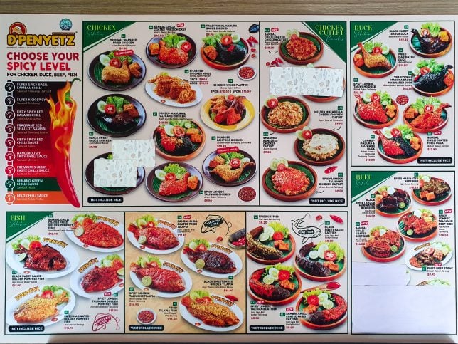 D’PENYETZ Menu