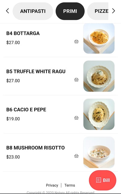 Noci Pasta Bar Menu