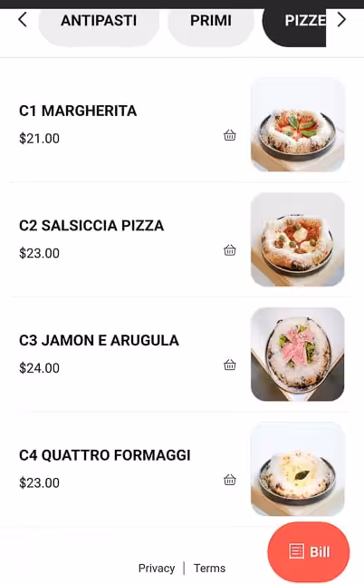 Noci Pizza Menu
