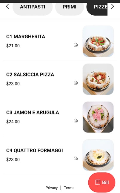 Noci Pizza Menu