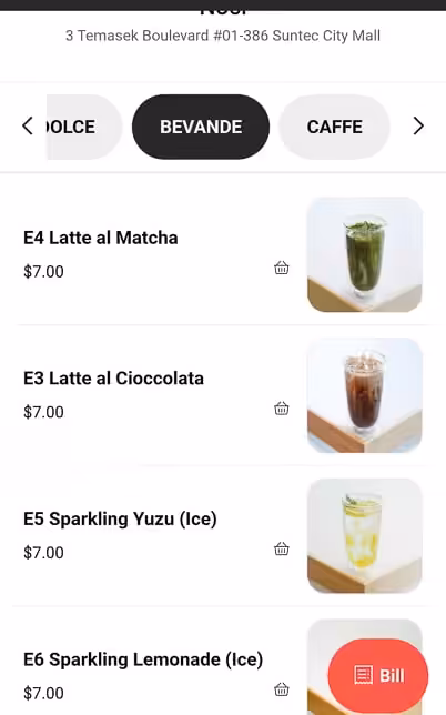Noci Beverages Menu