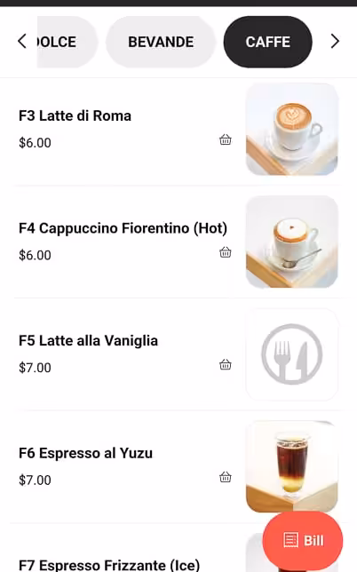 Noci Beverages Menu