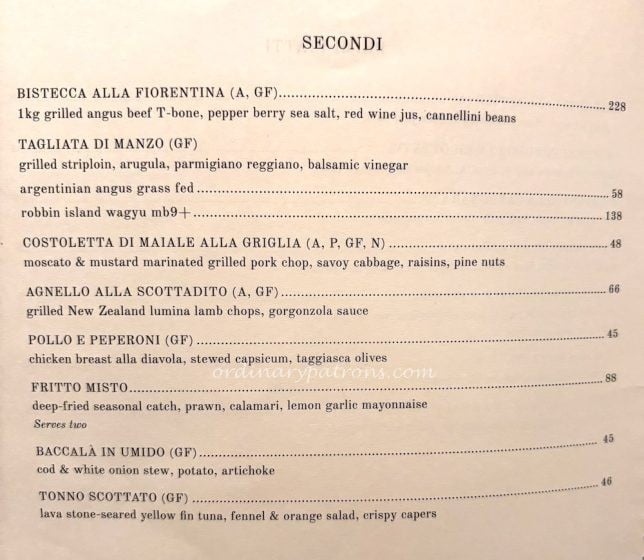 Sophia St Regis Singapore restaurant menu