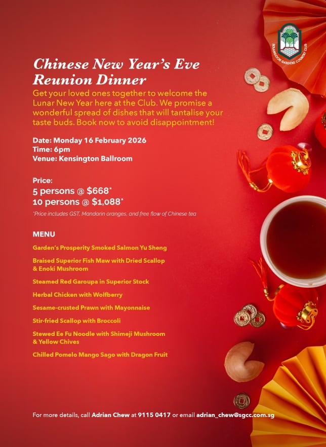 Serangoon Gardens Country Club - CNYs Eve Reunion Dinner 16-February 2026