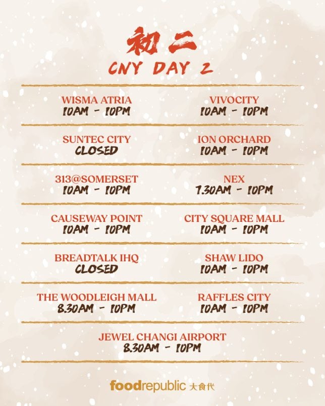 Food Republic Food Courts open on CNY Day 2