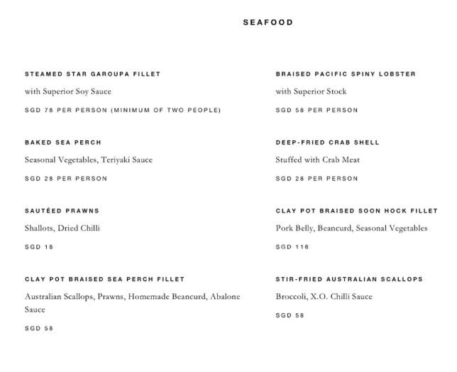 Jiang Nan Chun Four Seasons Menu