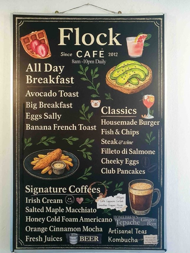 Flock Cafe Menu Board