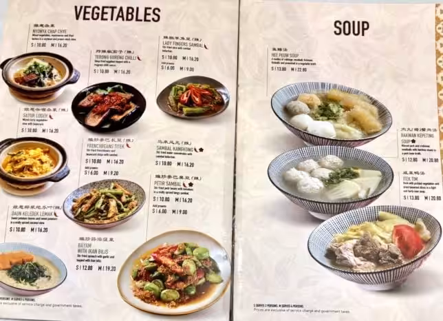 New IVINS Peranakan Restaurant Binjai Park menu