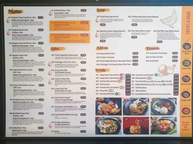 Bebek Goreng Pak Ndut Menu