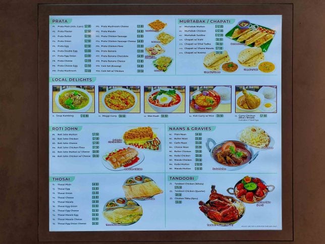 Menu of Mr Teh Tarik