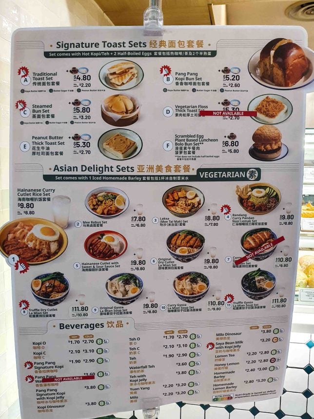 Pang Pang Kopi Menu