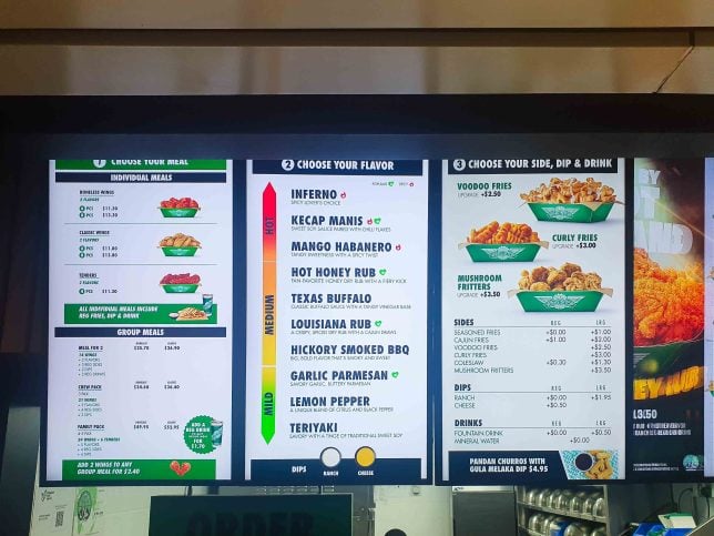 Wingstop menu