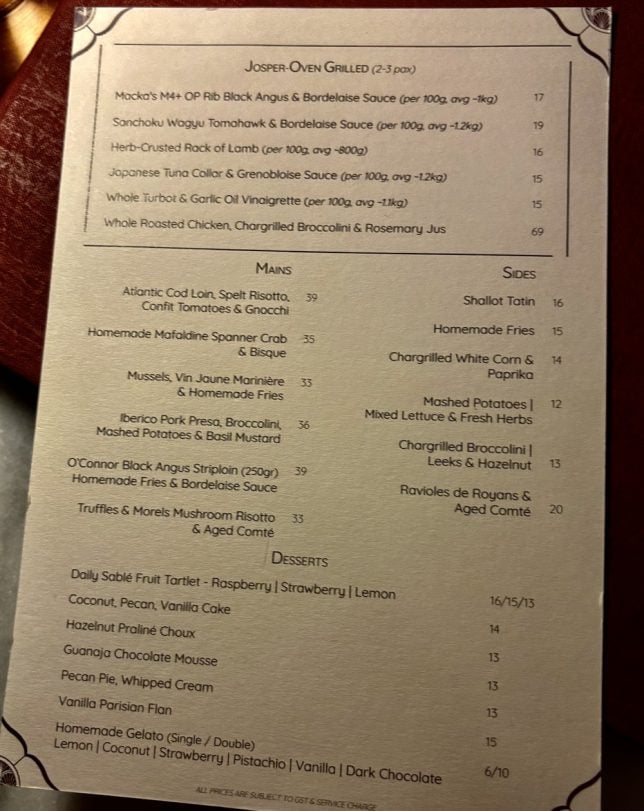 Le Clos Wine House & Restaurant review Singapore dinner menu