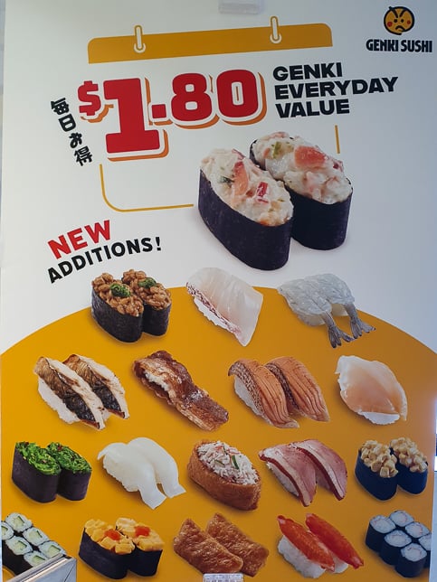 Genki Sushi Menu Board