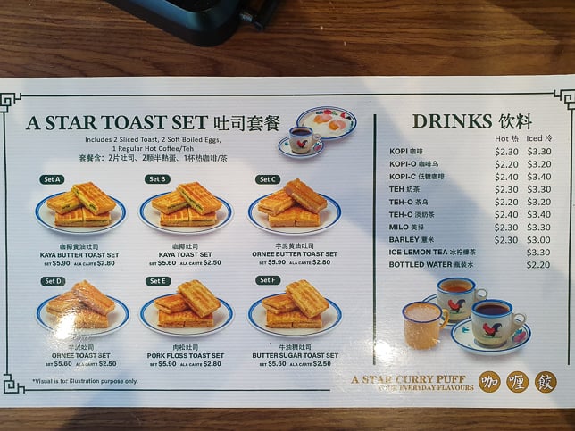 A Star Curry Puff Breakfast Menu