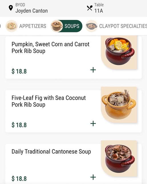 Joyden Canton Menu 