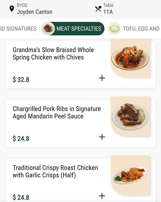 Joyden Canton Menu 