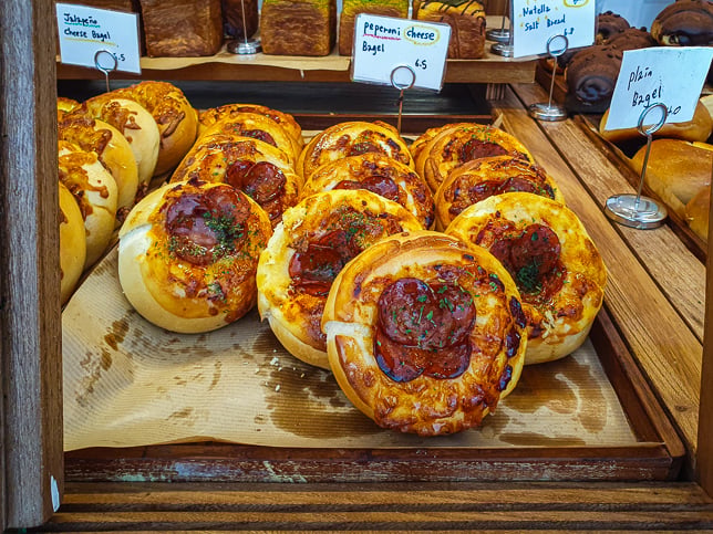 Noci Bakehouse  pastries behind glass shelves