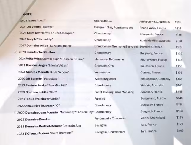Revolution Wine Bistro wine list