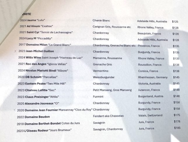 Revolution Wine Bistro wine list