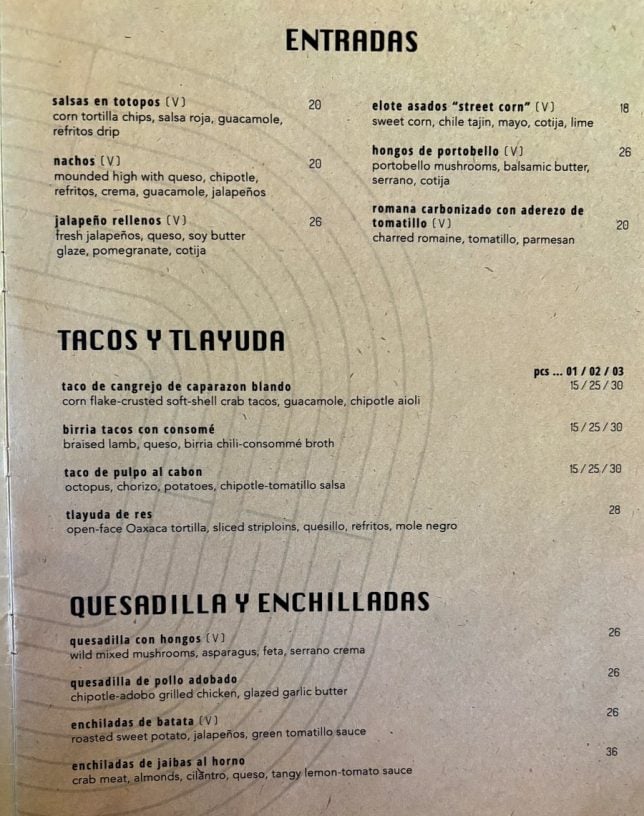 Margarita's Menu Mexican Restaurant at Dempsey Hill