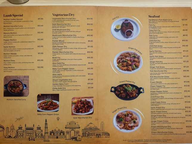 Menu of Nandhanas's Restaurant