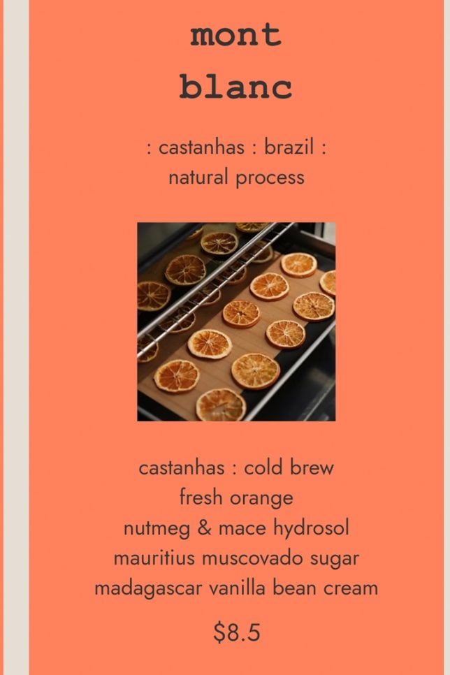 Big Short Coffee Seasonal Menu